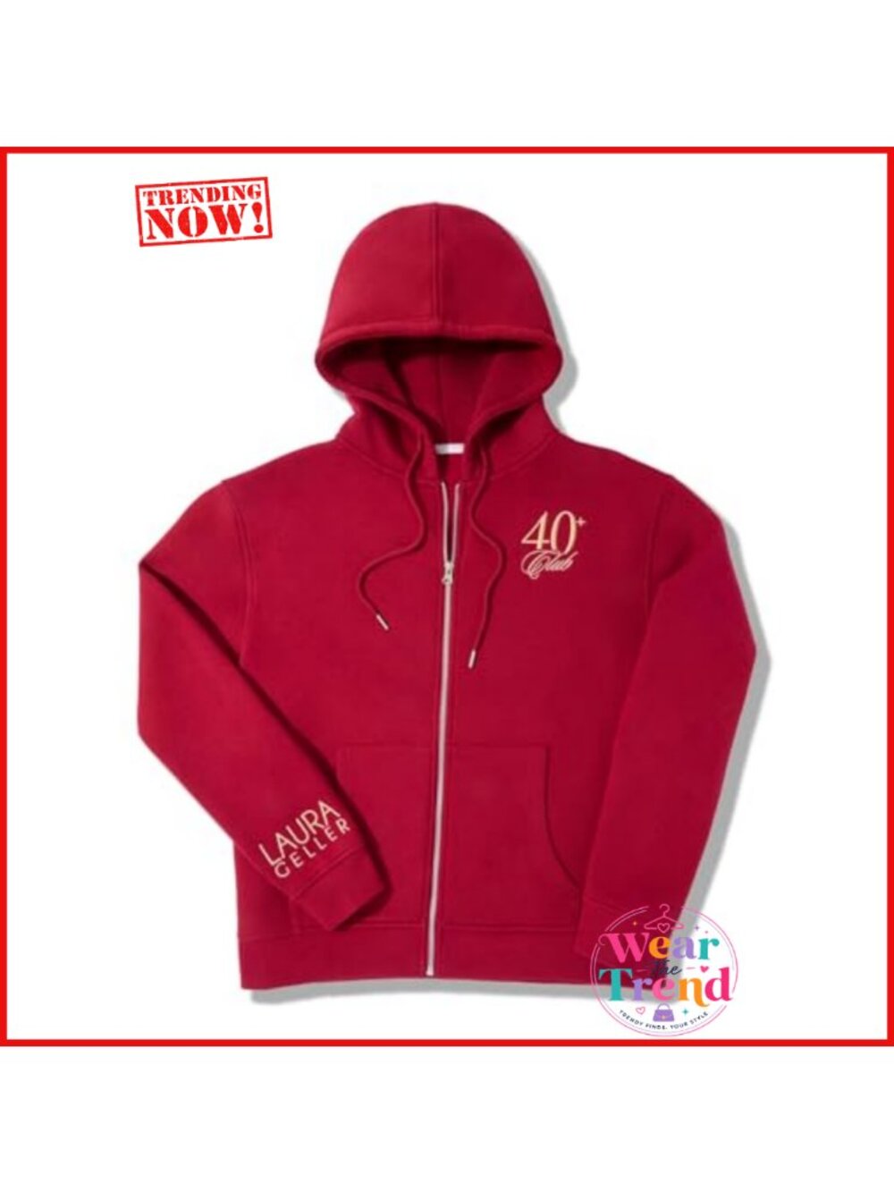 40+ Club Hooded Zip Up Fleece Sweatshirt Oversized Layering Women